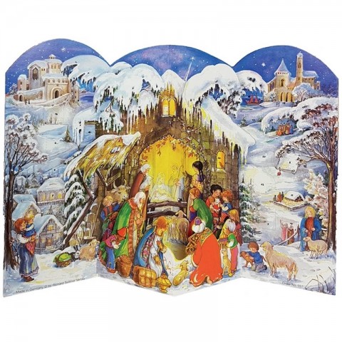 NEW - Old German Paper Advent Calendar - Jesus is Born