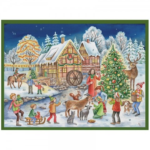 NEW - Old German Paper Advent Calendar - Christmas Mill House NEW - Old German Paper Advent Calendar - Christmas Mill House