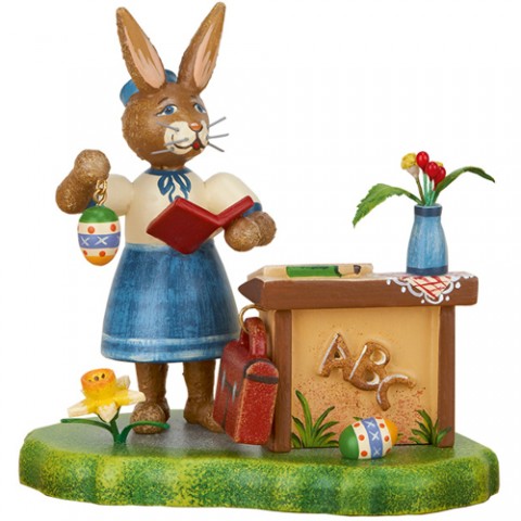 NEW - Original HUBRIG Wooden Figuren - Rabbit School Mrs. Teacher