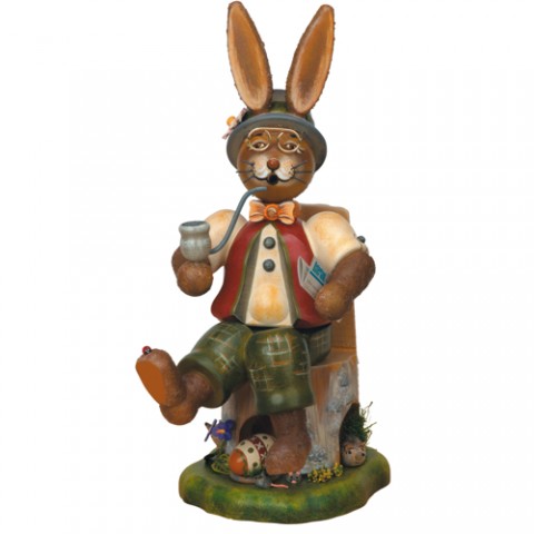 NEW - Original HUBRIG Wooden Figuren - Bunny Boy Smoker Gustav