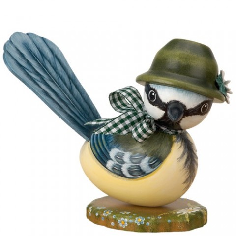 NEW - Original HUBRIG Wooden Figuren - Blue Titmouse "Seppl"
