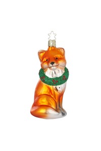 NEW - Inge Glas Glass Ornament - Fox in a Festive Wreath
