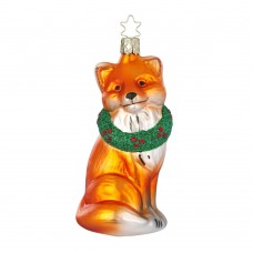 NEW - Inge Glas Glass Ornament - Fox in a Festive Wreath NEW - Inge Glas Glass Ornament - Fox in a Festive Wreath