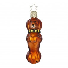 NEW - Inge Glas Glass Ornament - Short Haired Brown Dachshund