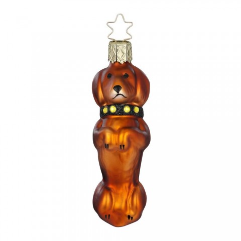 NEW - Inge Glas Glass Ornament - Short Haired Brown Dachshund