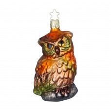 NEW - Inge Glas Glass Ornament - Wood Owl