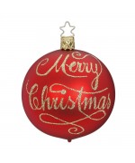 NEW - Inge Glas Glass Ornament - Merry Christmas Red Ball