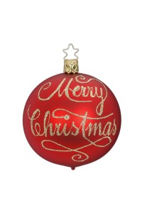 NEW - Inge Glas Glass Ornament - Merry Christmas Red Ball