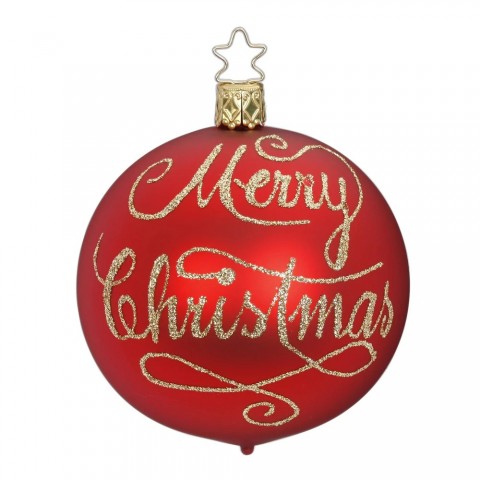 NEW - Inge Glas Glass Ornament - Merry Christmas Red Ball NEW - Inge Glas Glass Ornament - Merry Christmas Red Ball