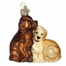 NEW - Old World Christmas Glass Ornament - Puppy Love
