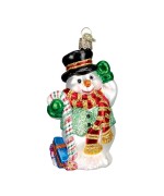 NEW - Old World Christmas Glass Ornament - Candy Cane Snowman