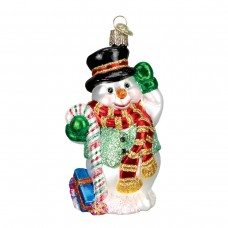 NEW - Old World Christmas Glass Ornament - Candy Cane Snowman