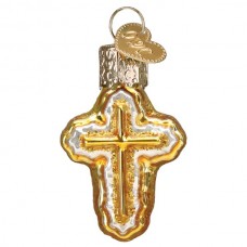 NEW - Old World Christmas Glass Ornament - Mini Cross