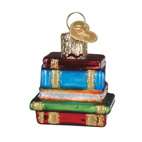 NEW - Old World Christmas Glass Ornament - Mini Stack of Books