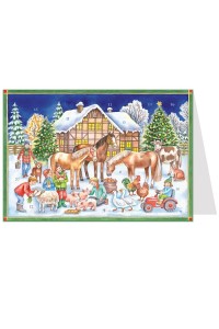 NEW - Weihnachtskarte Advent Calendar Card - Christmas with the Animals