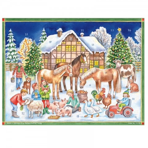 NEW - Old German Paper Advent Calendar - Christmas with the Animals NEW - Old German Paper Advent Calendar - Christmas with the Animals