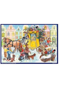 NEW - Old German Paper Advent Calendar - A Stagecoach Full of Gifts
