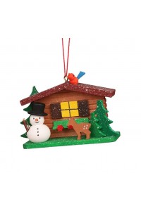 NEW - Christian Ulbricht German Ornament - Snowman at the Alpine Hut