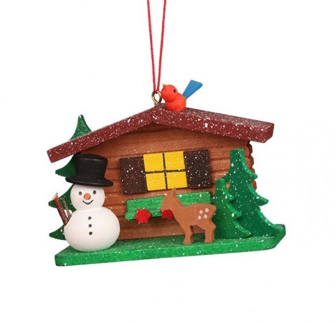 NEW - Christian Ulbricht German Ornament - Snowman at the Alpine Hut