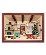 German wooden 3D Picture Box Diorama Christmas Farm Kitchen Painted - TEMPORARILY OUT OF STOCK