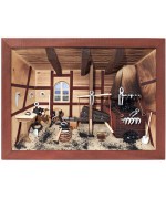 German wooden 3D-picture box-Diorama Blacksmith - Schmied Painted  