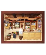 German wooden 3D-picture box-Diorama Grocery Shop Painted 