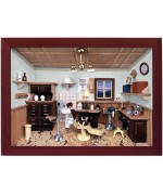 German wooden 3D-picture box-Diorama Dentist Office Painted 