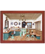 German wooden 3D-picture box-Diorama Hair Salon Painted 