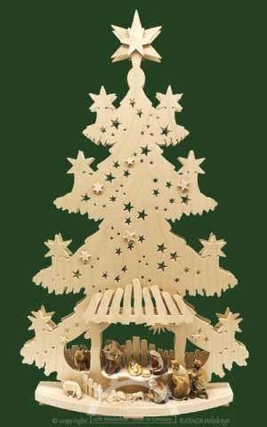 TEMPORARILY OUT OF STOCK Christmas Tree with Carved Creche Scene Schwib Arches RATAGS