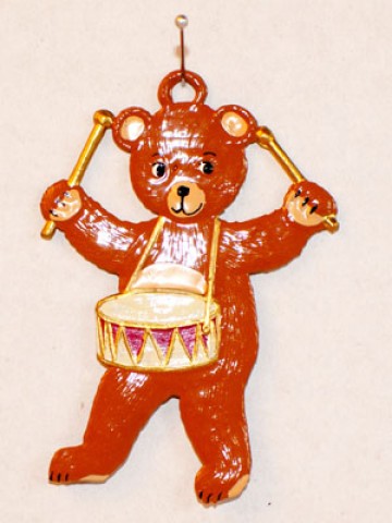 Bear Playing Snare Drum Hanging Ornament Wilhelm Schweizer 