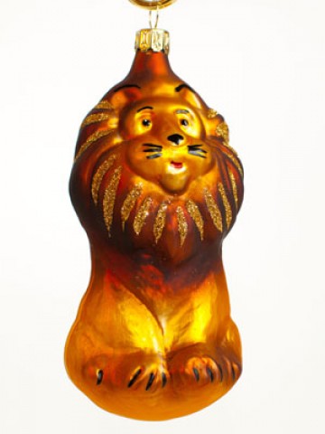 TEMPORARILY OUT OF STOCK <BR><BR> Mouth Blown Glass Ornament 'Lion' 