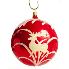 Mouth Blown Glass Ornament 'Red Ball with Deer' - TEMPORARILY OUT OF STOCK