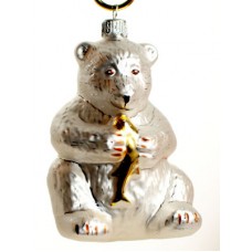TEMPORARILY OUT OF STOCK <BR><BR> Mouth Blown Glass Ornament 'Polar Bear' 