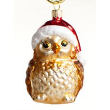 TEMPORARILY OUT OF STOCK <BR><BR> Mouth Blown Glass Ornament 'Christmas Owl' 
