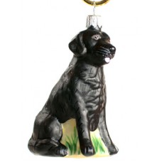 TEMPORARILY OUT OF STOCK <BR><BR> Mouth Blown Glass Ornament 'Black Labrador' 