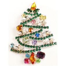 TEMPORARILY OUT OF STOCK - Swarovski Crystals Christmas Tree BROOCH   