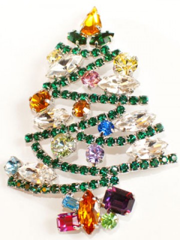 TEMPORARILY OUT OF STOCK - Swarovski Crystals Christmas Tree BROOCH   