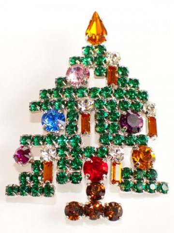TEMPORARILY OUT OF STOCK - Swarovksi Crystals Christmas Tree BROOCH   