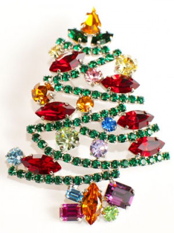 Swarovski Crystals Christmas Tree BROOCH   