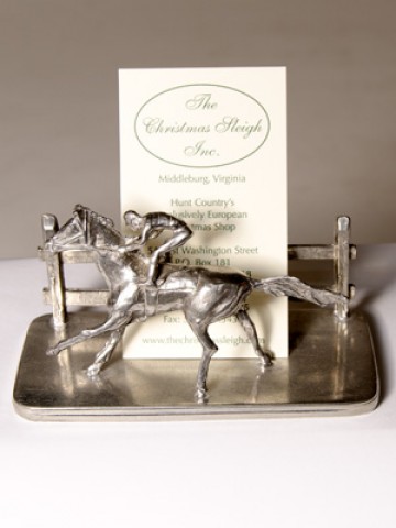 TEMPORARILY OUT OF STOCK <BR><BR>  Pewter Business Card Holder Horse Rider 