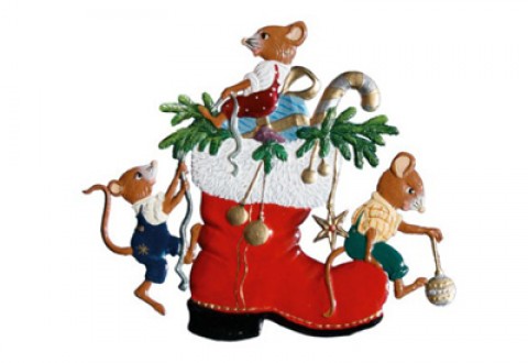 Mice playing on a Nicolausboot Hanging Ornament Wilhelm Schweizer 