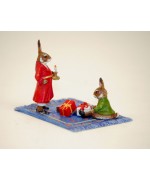 TEMPORARILY OUT OF STOCK - Easter Bunnies Vienna Bronze Rabbit on Carpet with Gifts 