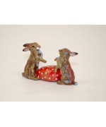 TEMPORARILY OUT OF STOCK - Easter Bunnies Vienna Bronze Two Rabbits and an Egg Miniature