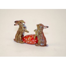 TEMPORARILY OUT OF STOCK - Easter Bunnies Vienna Bronze Two Rabbits and an Egg Miniature