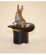 Easter Bunnies Vienna Bronze Rabbit Sitting in a Top Hat Miniature Figure 