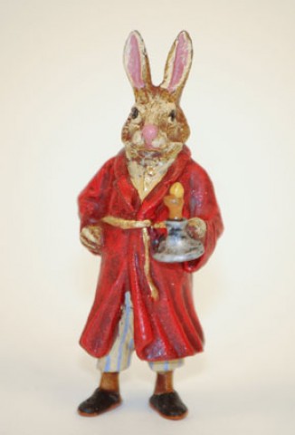Easter Bunnies Vienna Bronze Rabbit in Nightdress with Candlestick