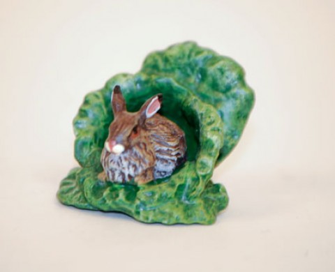 TEMPORARILY OUT OF STOCK - Easter Bunnies Vienna Bronze Rabbit in Cabbage Miniature