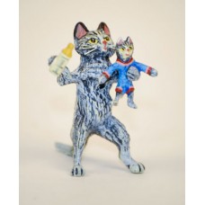 TEMPORARILY OUT OF STOCK <BR><BR>  Vienna Bronze 'Cat feeding Kitten' Miniature Figure 