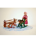 TEMPORARILY OUT OF STOCK - Vienna Bronze Girl with sled, dog & squirrel