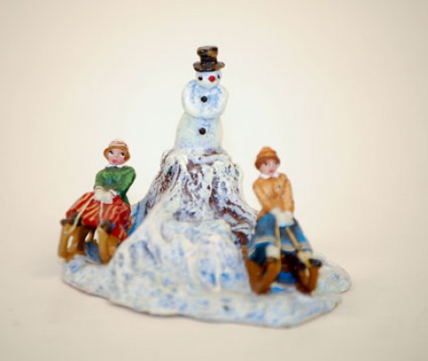 TEMPORARILY OUT OF STOCK - Vienna Bronze Snowman with People Sledding